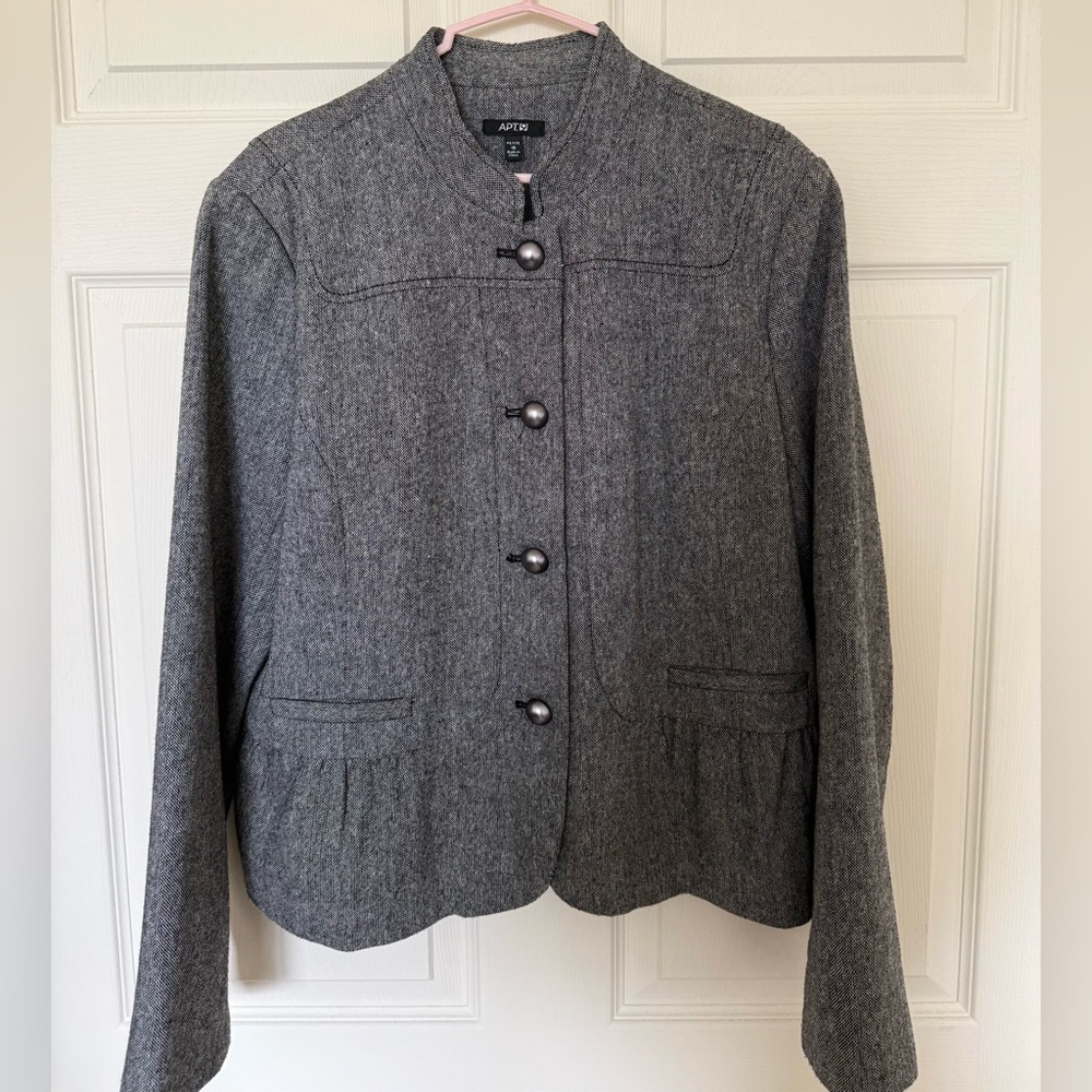 Apt. 9 Women's Gray Button-Front Tweed Blazer